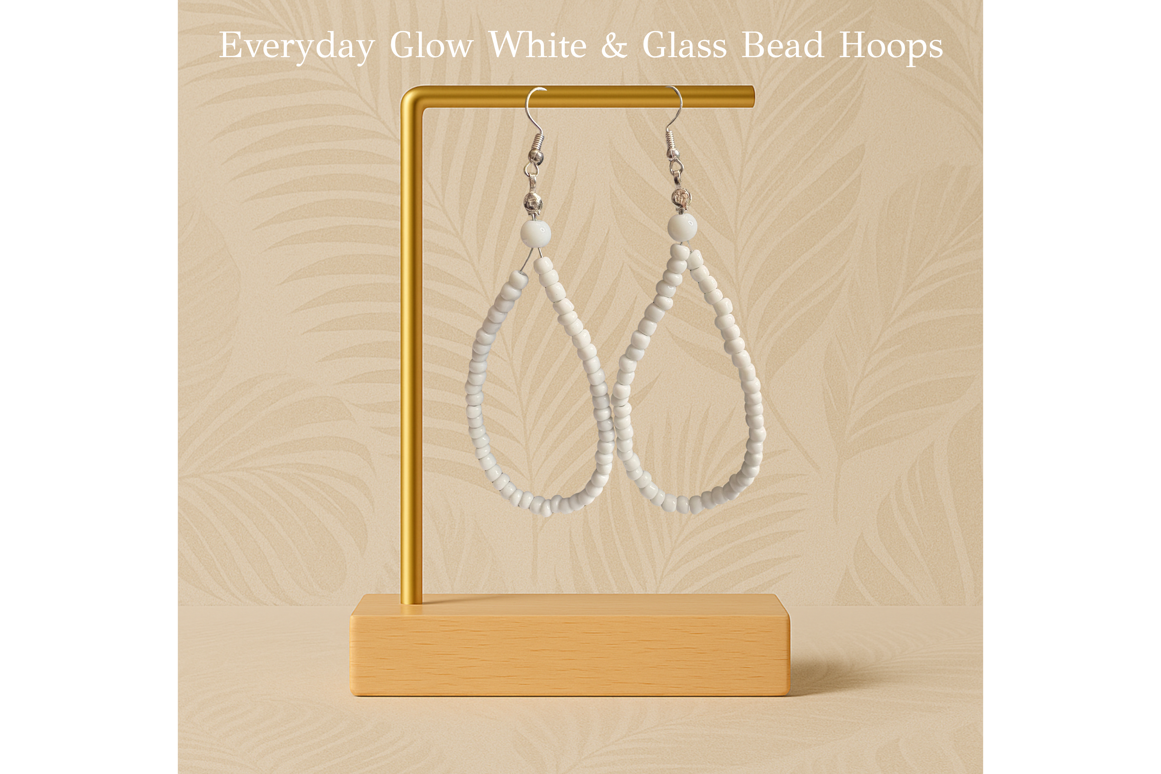 Everyday Glow White & Glass Bead Hoops