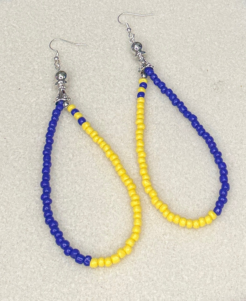 Purple & Yellow Tiger Inspired long dangle earrings
