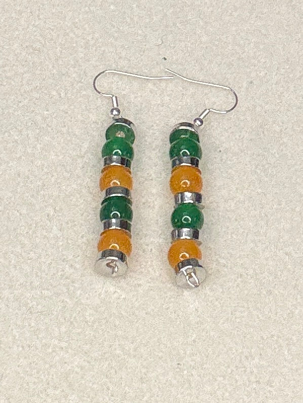 FAMU Inspired Orange & Green Hematite earrings